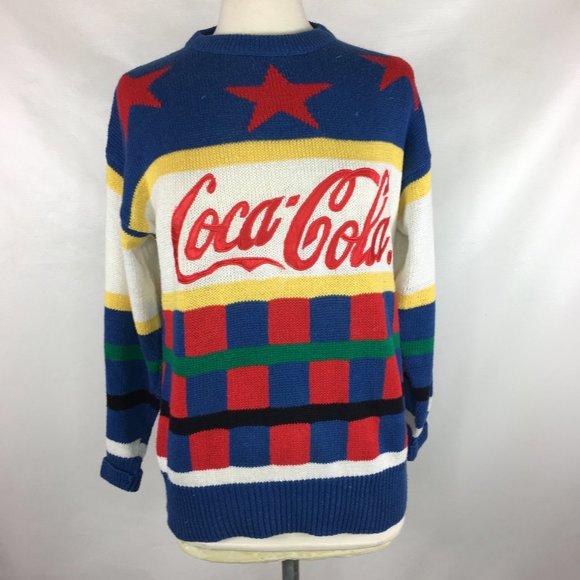 Vintage Sweaters - ❌sold❌ COCA COLA Color Block Spell Out Star